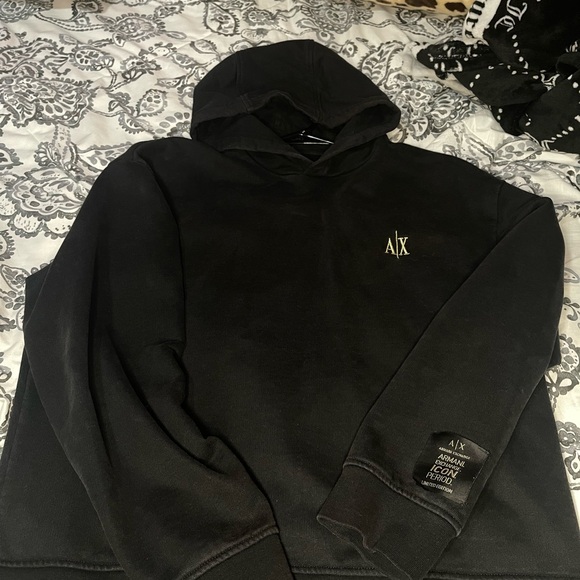 Armani Exchange Black and Gold Hoodie Casual Style - Picture 3 of 9